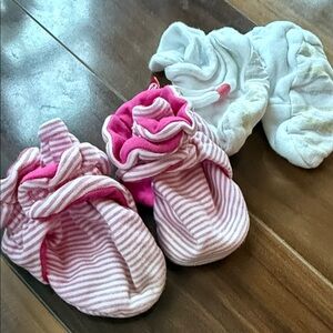 Pink and White Striped Zutano Baby Booties